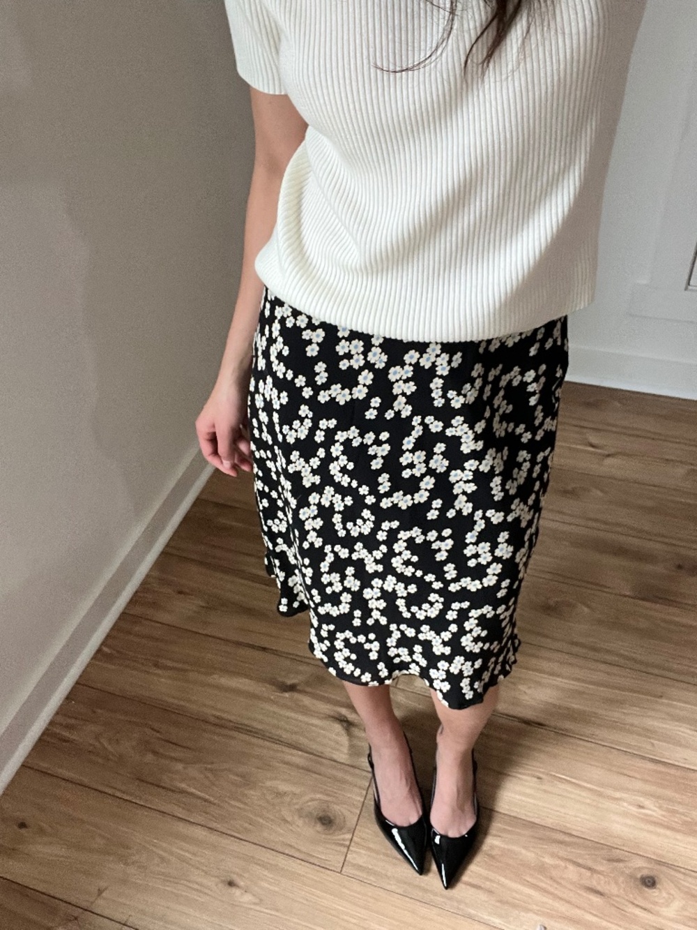 Vintage floral slip skirt - midi bias cut vintage skirt